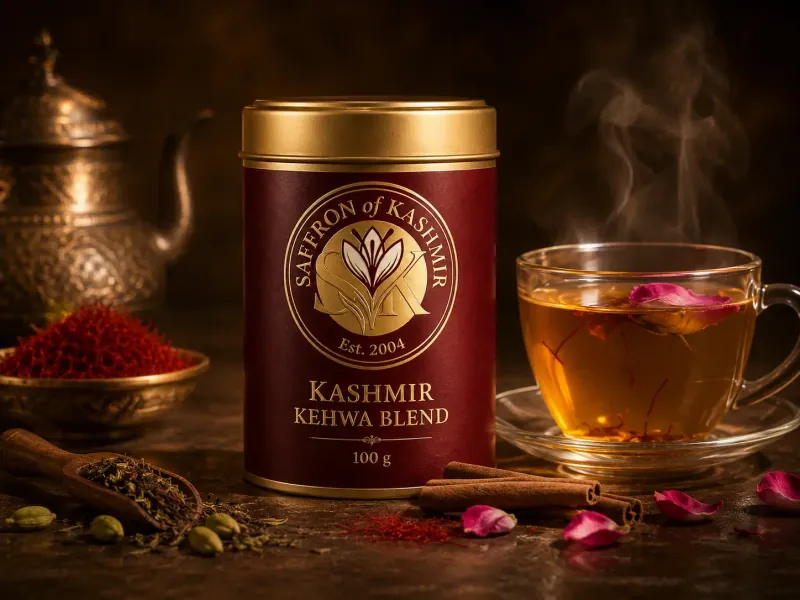 Kashmiri Kahwa - green tea with saffron threads and almonds