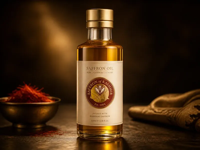 Saffron Oil 15ml, cold-pressed saffron-infused almond oil